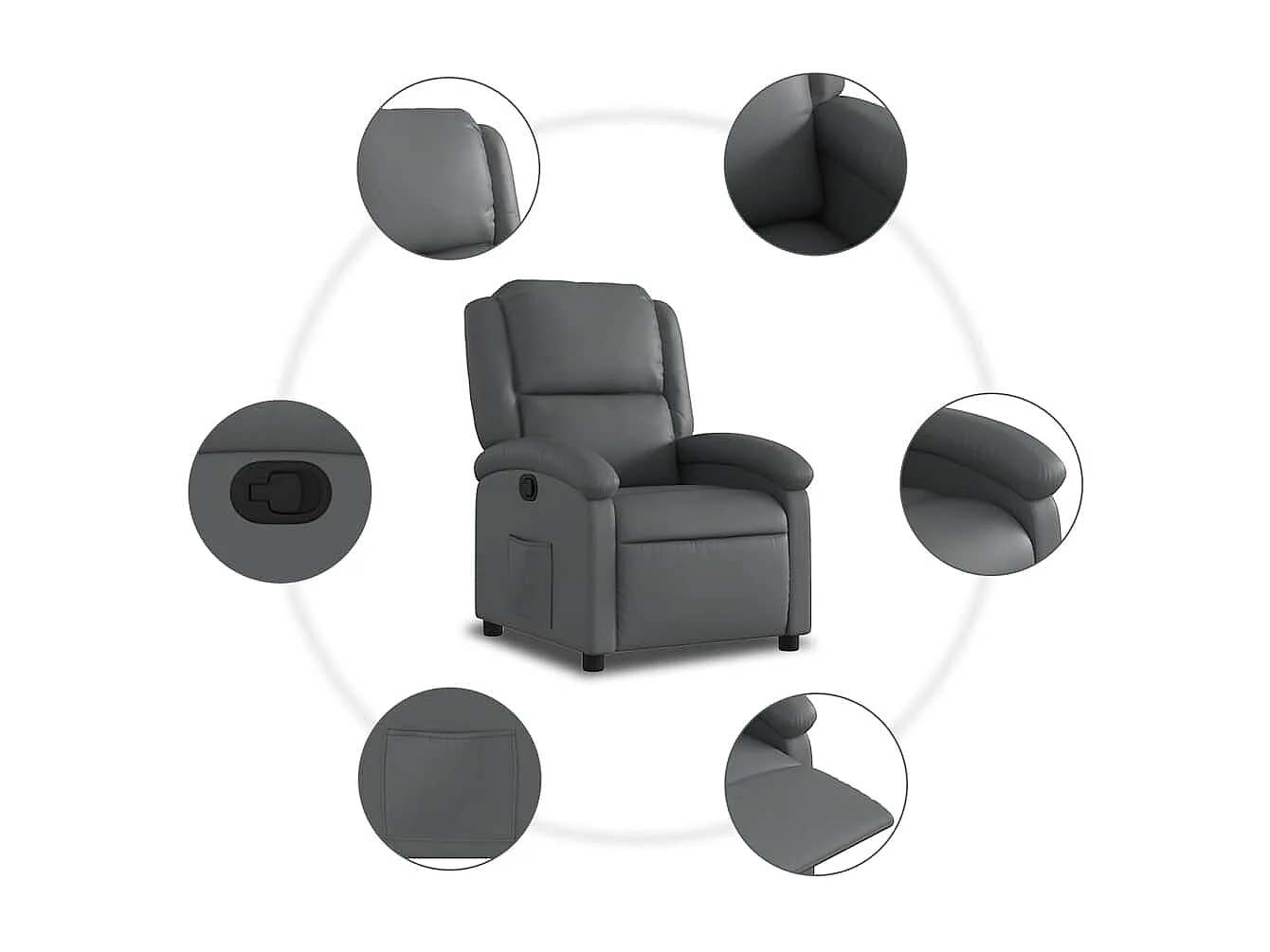 Relaxsessel | Lounge Sessel für Wohnzimmer Grau Kunstleder SHL97082