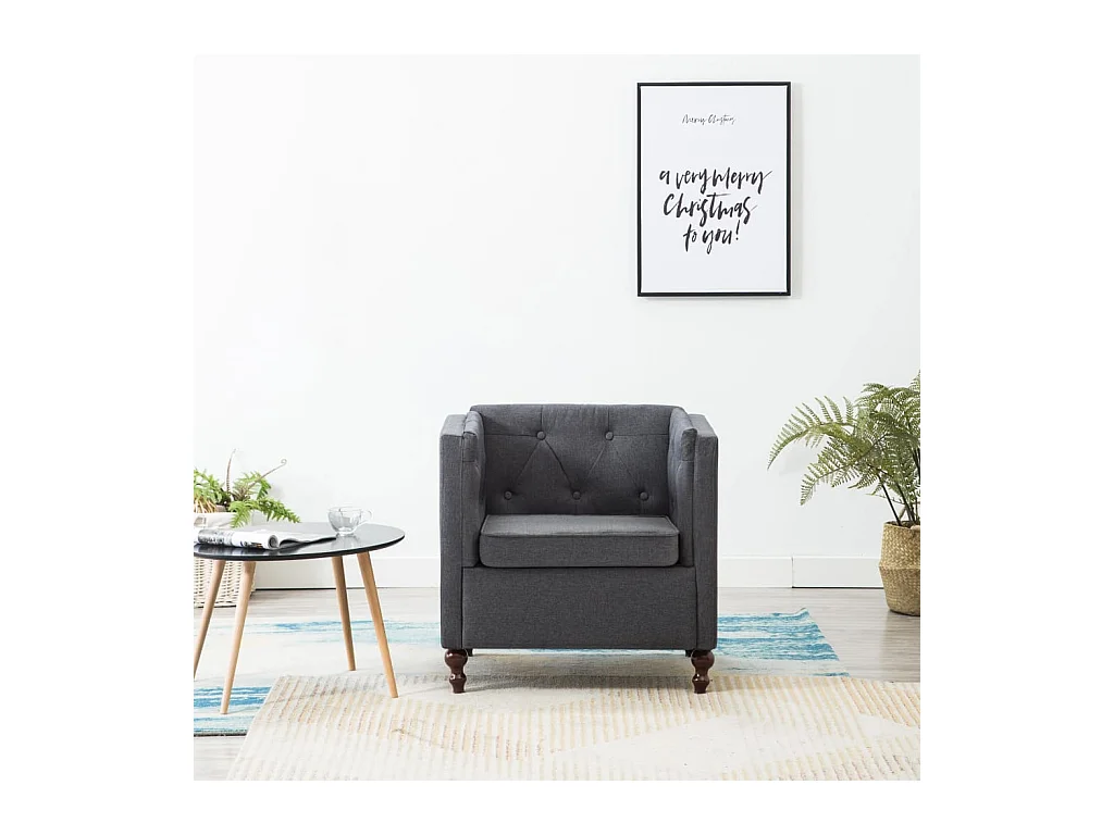 Sillón de salón | Silla de relax | Sillón de tela gris oscuro SHL6787