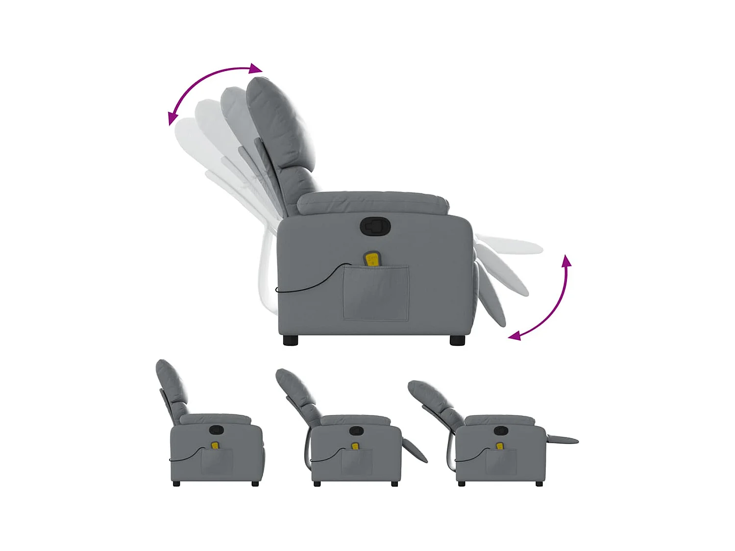 Fauteuil inclinable-Chaise de relax-Fauteuil de Massage gris similicuir SHL5050