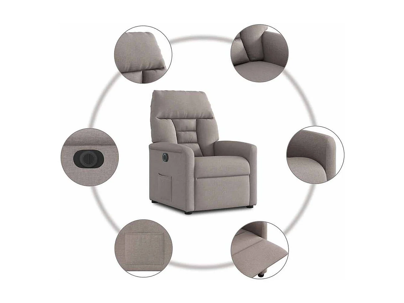 Sillón de relax | Silla | Sillón reclinable eléctrico tela gris taupé SHL8872