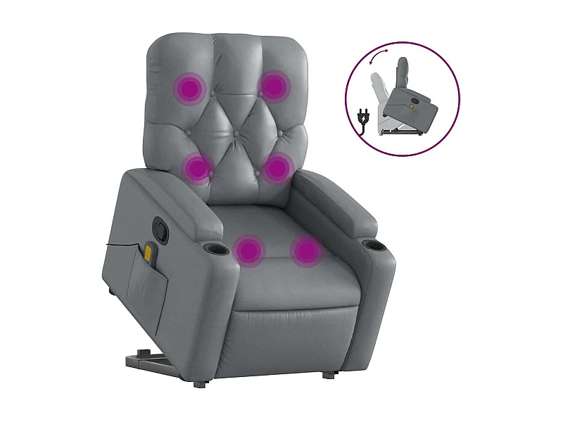 Sillón de relax | Sillón reclinable de masaje de pie cuero artificial gris SHL4439
