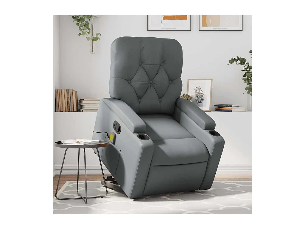 Sillón de relax | Sillón reclinable de masaje de pie cuero artificial gris SHL4439