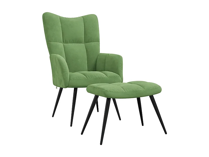 Sillón de relax | Silla de relax con taburete terciopelo verde claro SHL2355