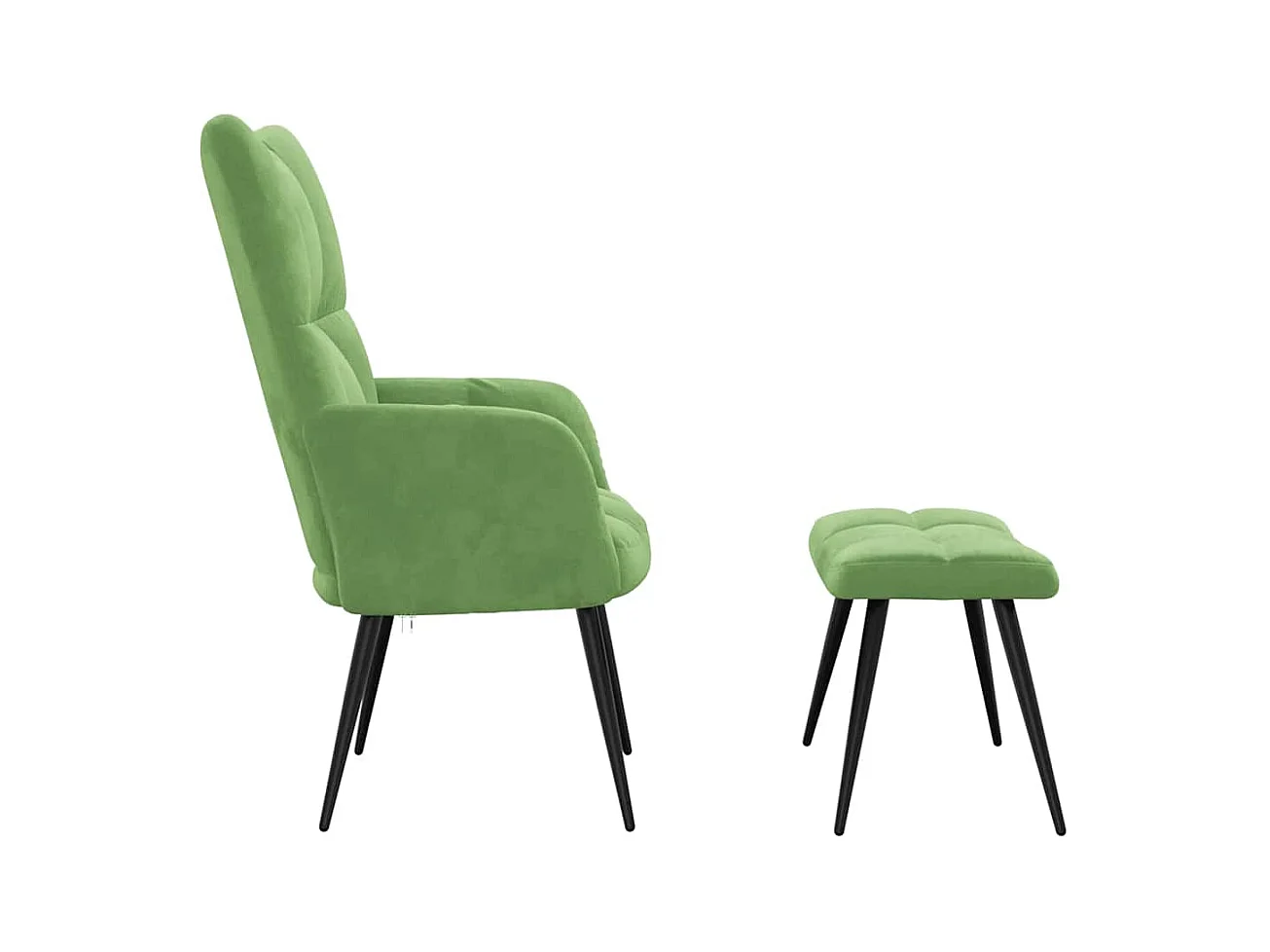 Sillón de relax | Silla de relax con taburete terciopelo verde claro SHL2355