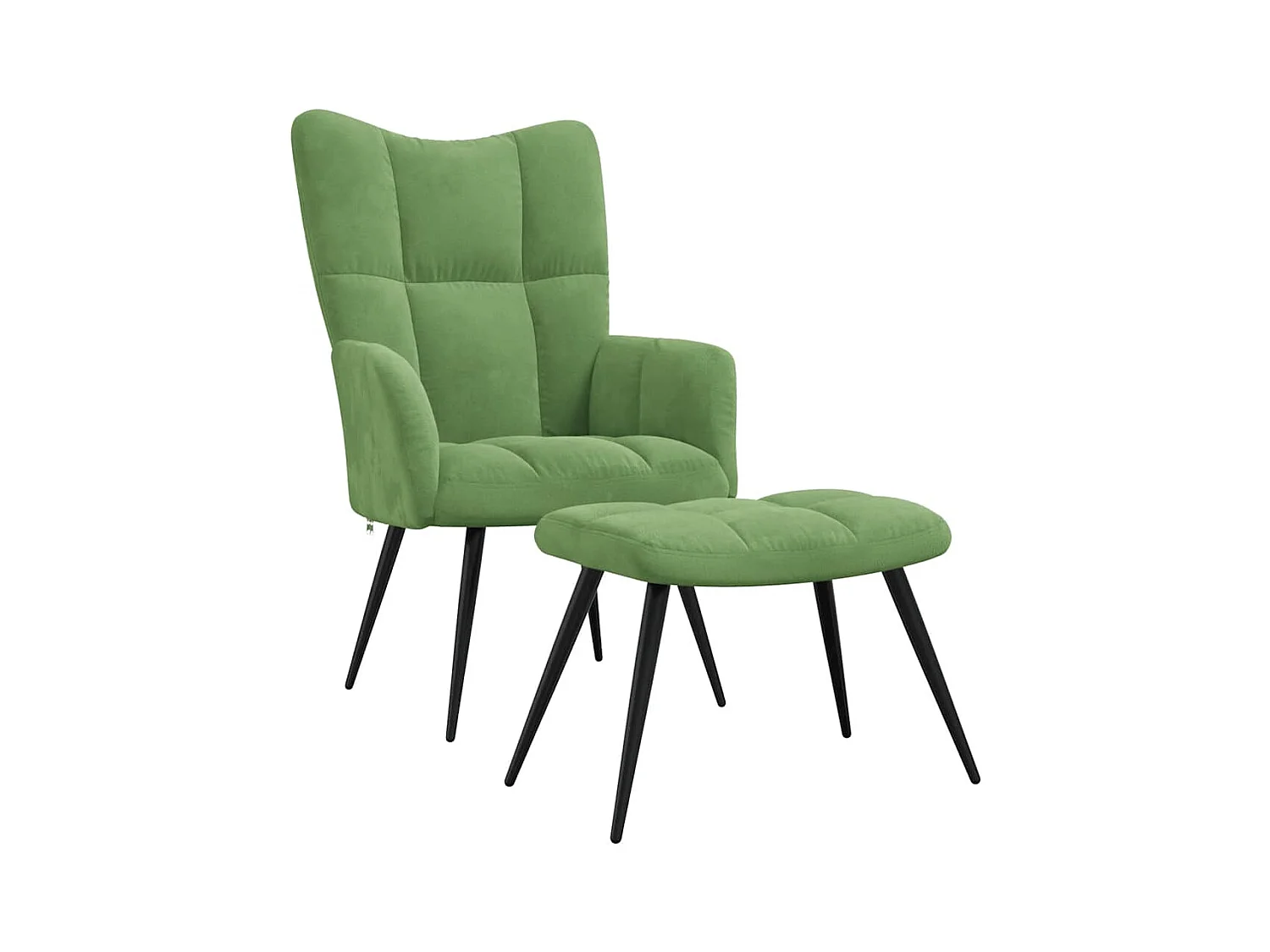Chaise de relaxation moderne avec tabouret-Fauteuil de Salon Vert clair Velours SHL5336