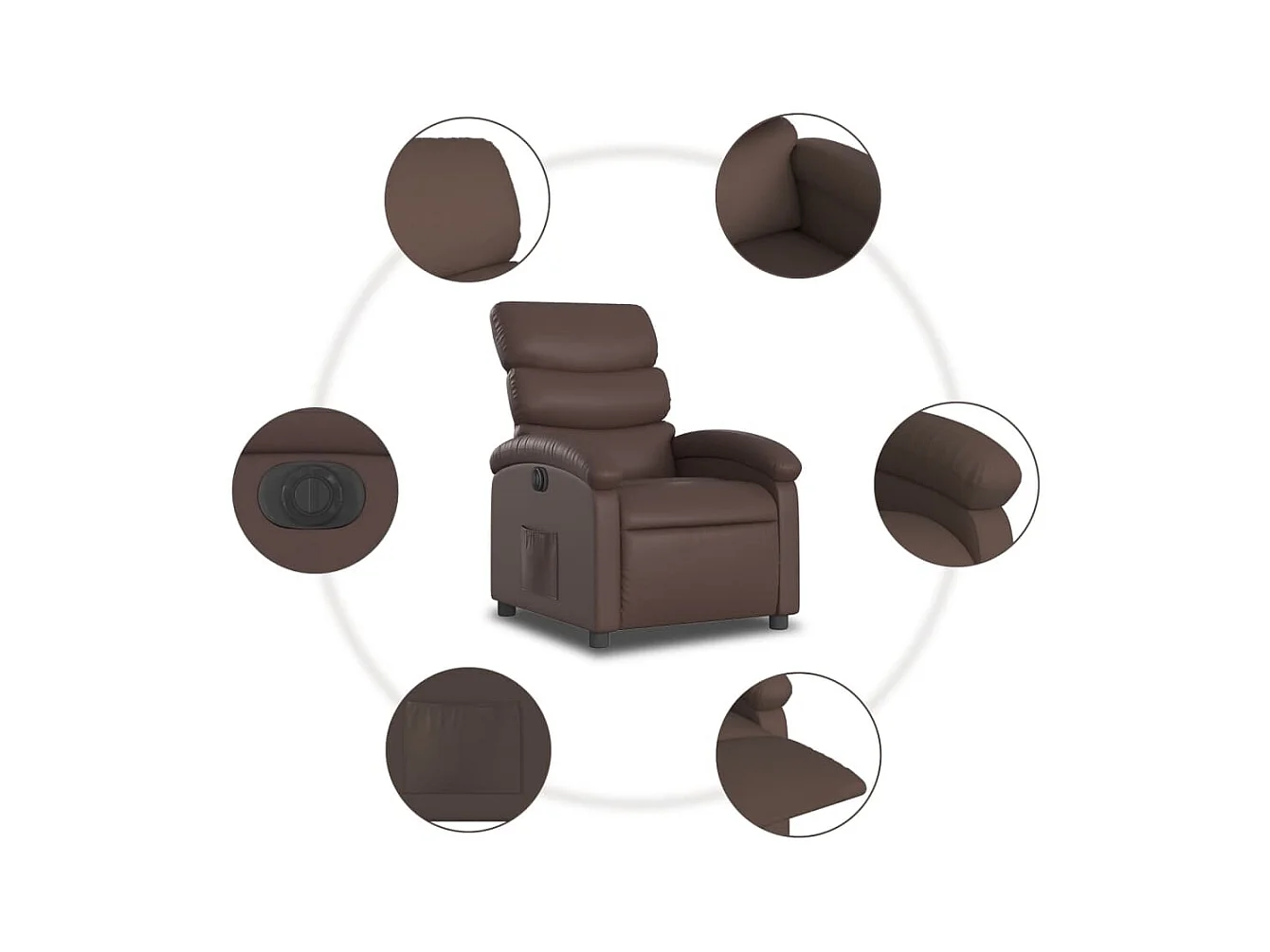 Fauteuil inclinable électrique-Chaise de relax-Fauteuil TV Marron Similicuir SHL4736