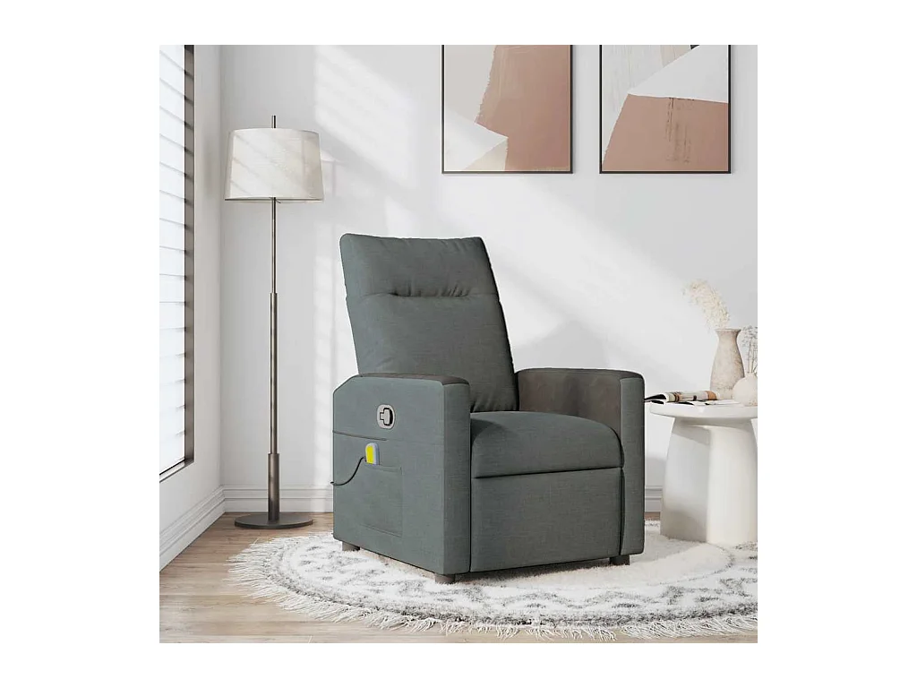 Sillón de relax | Sillón reclinable de masaje de tela gris oscuro SHL5270