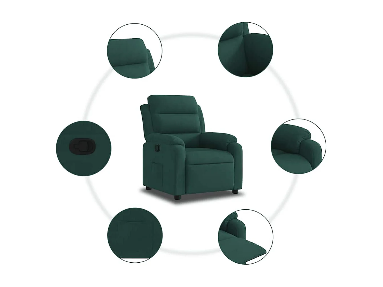 Sillón de relax | Silla | Sillón reclinable de terciopelo verde oscuro SHL5072