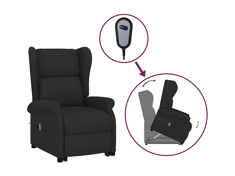 Silla de relax | Sillón elevable tela negro SHL4139