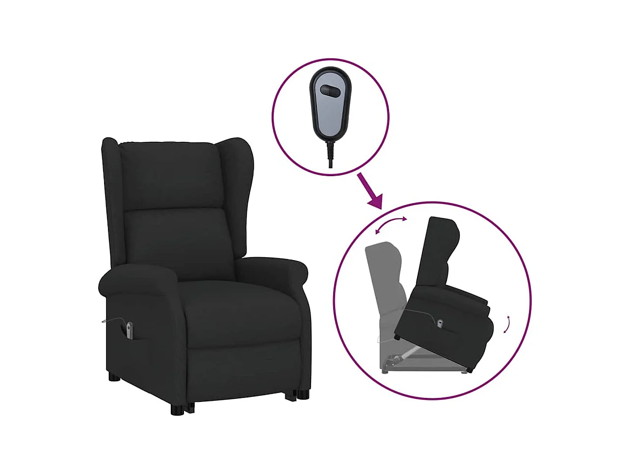 Silla de relax | Sillón elevable tela negro SHL4139