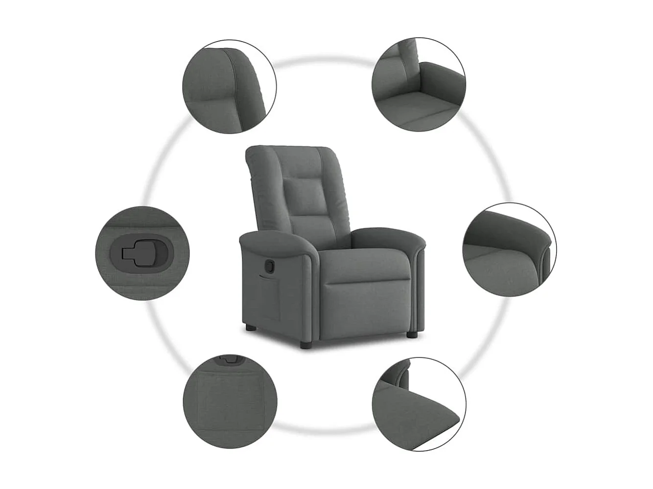 Fauteuil inclinable-Chaise de relax-Fauteuil TV Gris foncé Tissu SHL5044