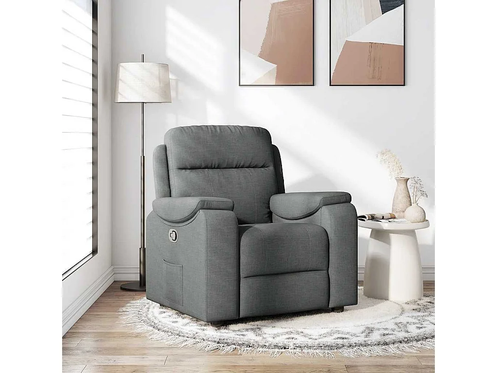 Fauteuil inclinable-Chaise de relax-Fauteuil TV Gris foncé Tissu SHL2895