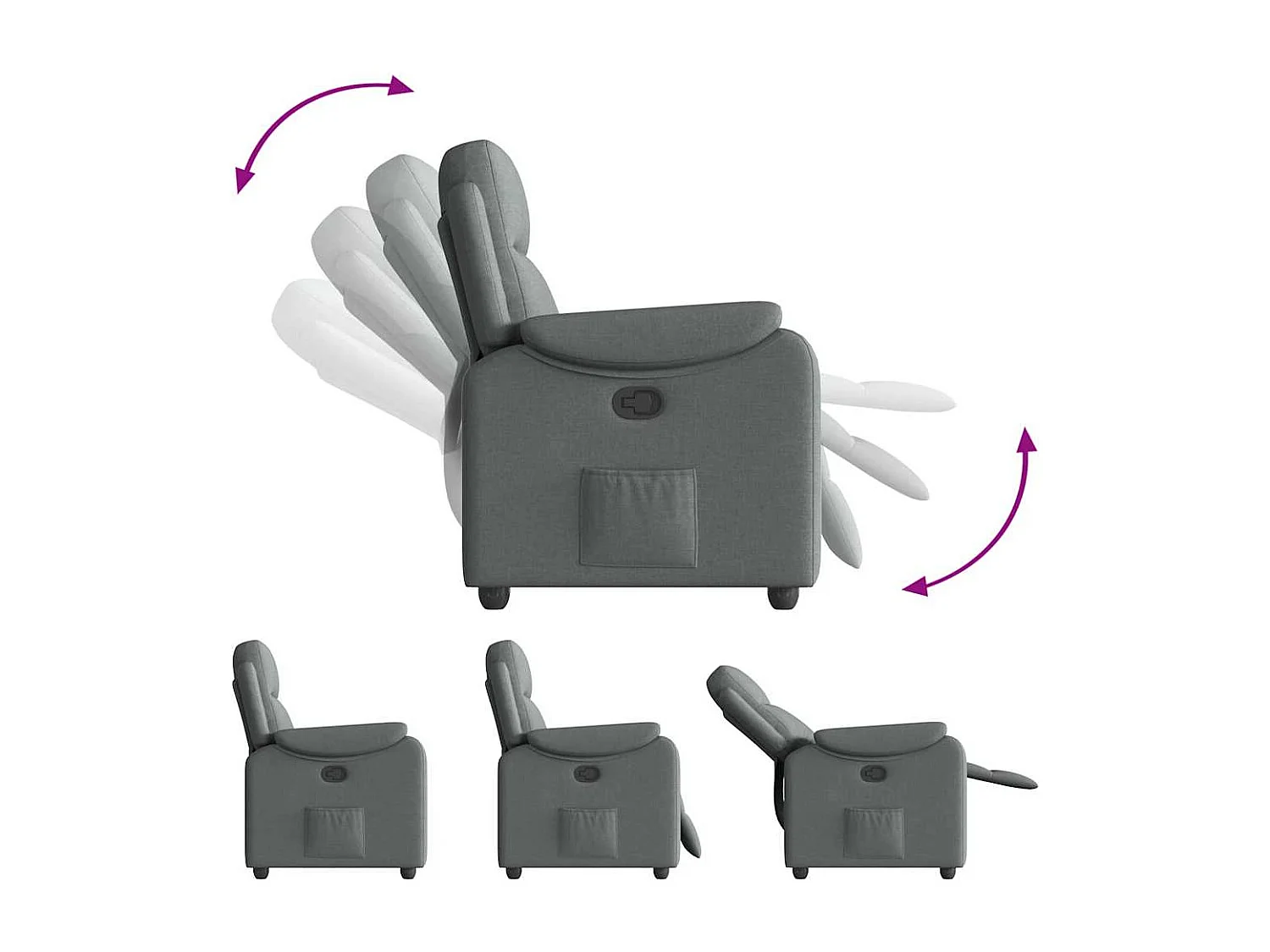 Fauteuil inclinable-Chaise de relax-Fauteuil TV Gris foncé Tissu SHL2895