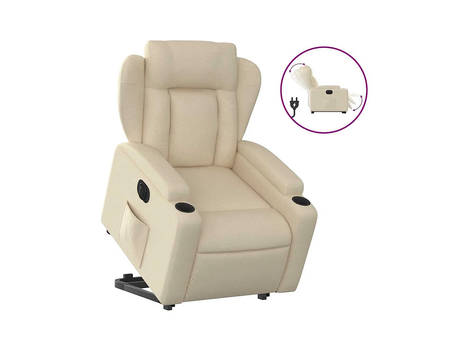 Silla de relax | Sillón eléctrico reclinable elevable de tela color crema SHL5885