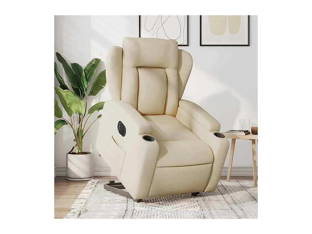 Silla de relax | Sillón eléctrico reclinable elevable de tela color crema SHL5885