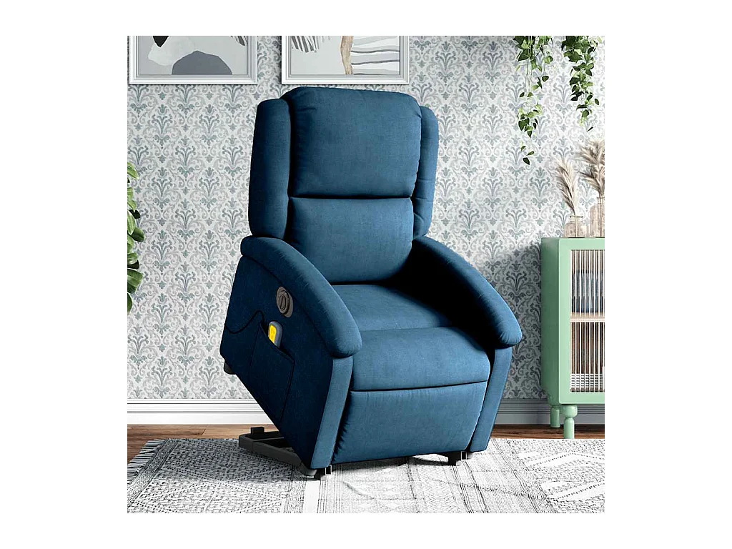 Sillón de relax | Sillón reclinable de masaje eléctrico elevable terciopelo azul SHL3666
