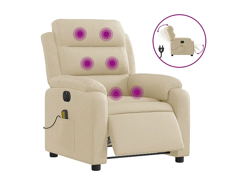 Sillón de relax | Sillón reclinable de masaje eléctrico tela color crema SHL9308
