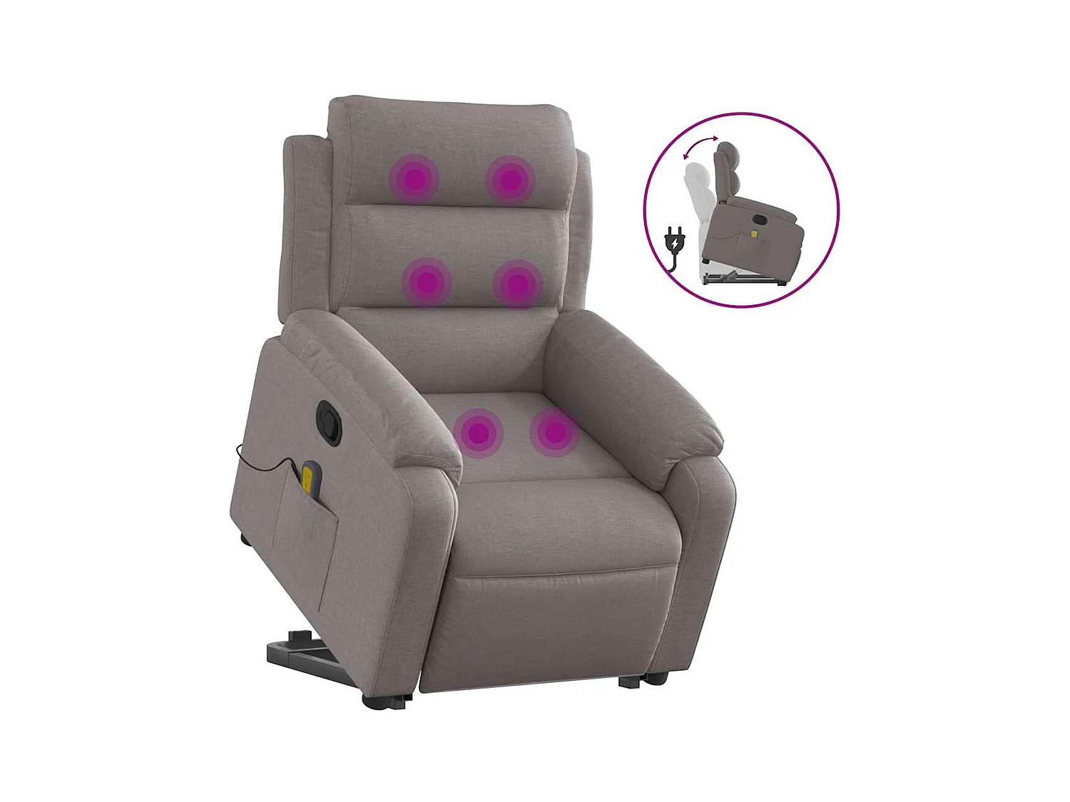 Sillón de relax | Sillón reclinable de masaje elevable tela gris taupé SHL5000