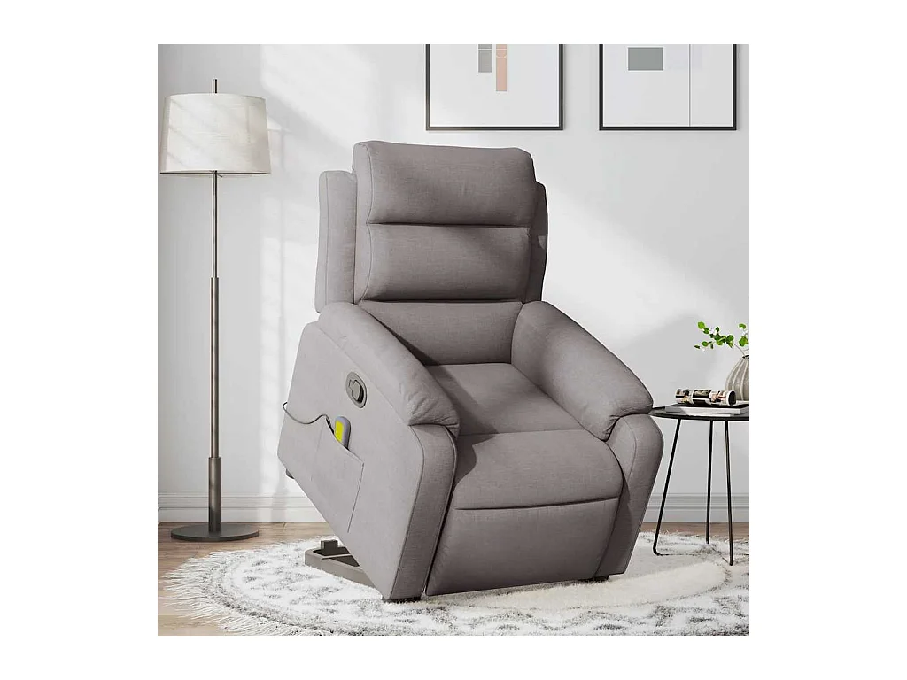 Sillón de relax | Sillón reclinable de masaje elevable tela gris taupé SHL5000