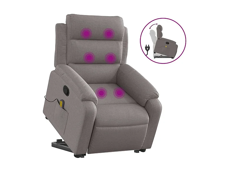 Massagesessel mit Aufstehhilfe | Relaxsessel Taupe Stoff SHL28818