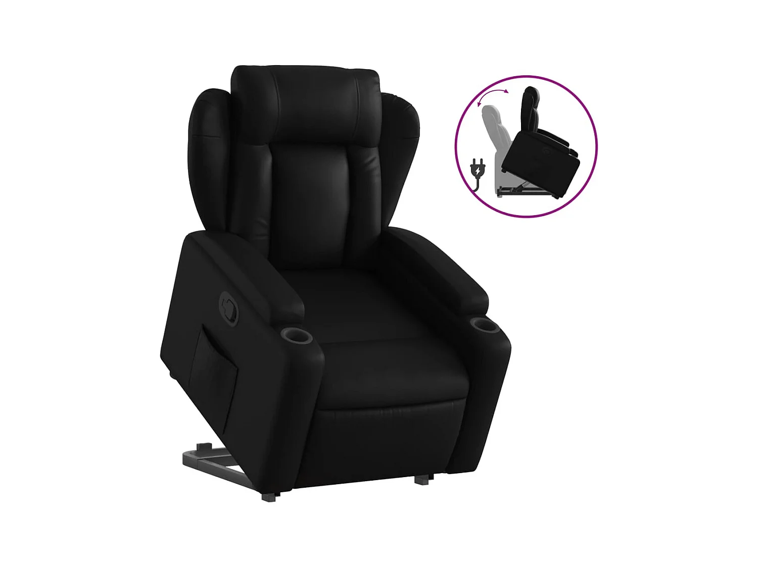 Fauteuil inclinable-Chaise de relax-Fauteuil salon Noir Similicuir SHL1712