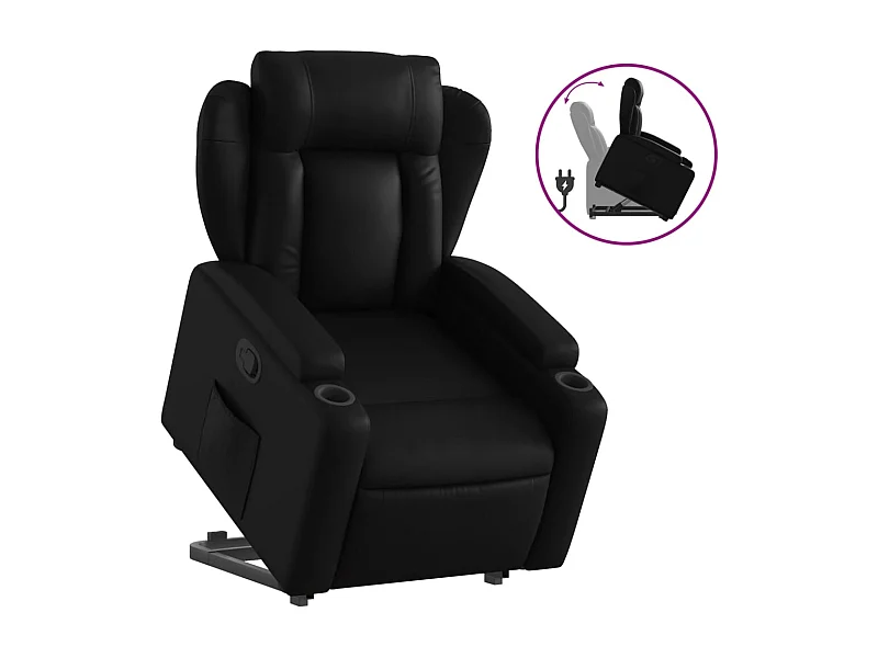 Fauteuil inclinable-Chaise de relax-Fauteuil salon Noir Similicuir SHL1712