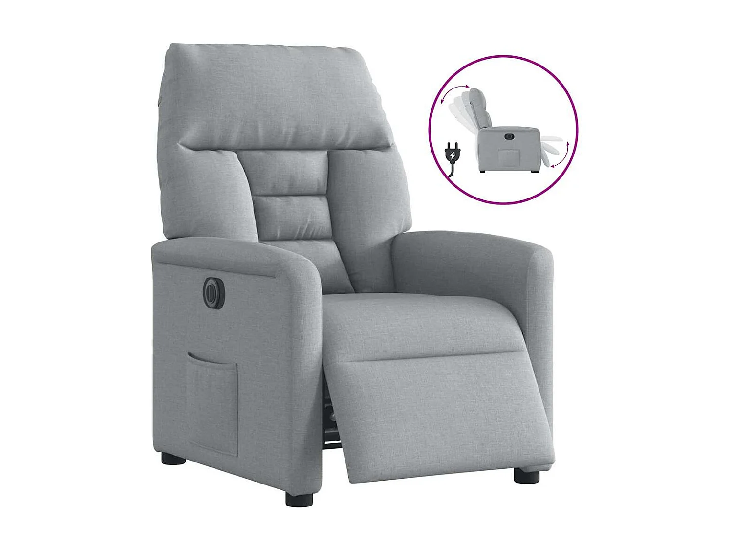 Fauteuil inclinable électrique-Chaise de relax-Fauteuil TV Gris clair Tissu SHL1651