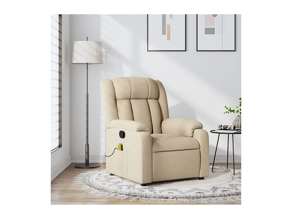 Fauteuil inclinable-Chaise de relax-Fauteuil de Massage crème tissu SHL1592