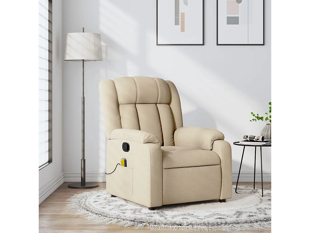 Fauteuil inclinable-Chaise de relax-Fauteuil de Massage crème tissu SHL1592