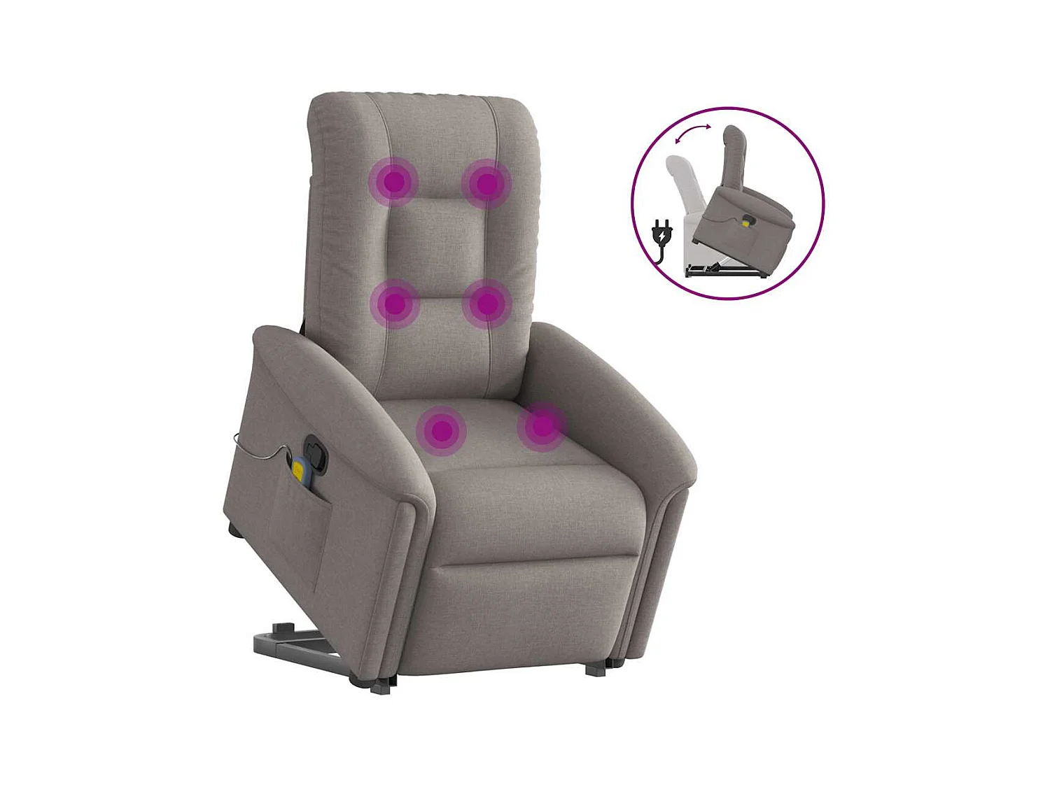 Sillón de relax | Sillón reclinable de masaje elevable tela gris taupé SHL4070