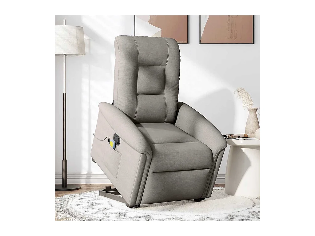 Sillón de relax | Sillón reclinable de masaje elevable tela gris taupé SHL4070
