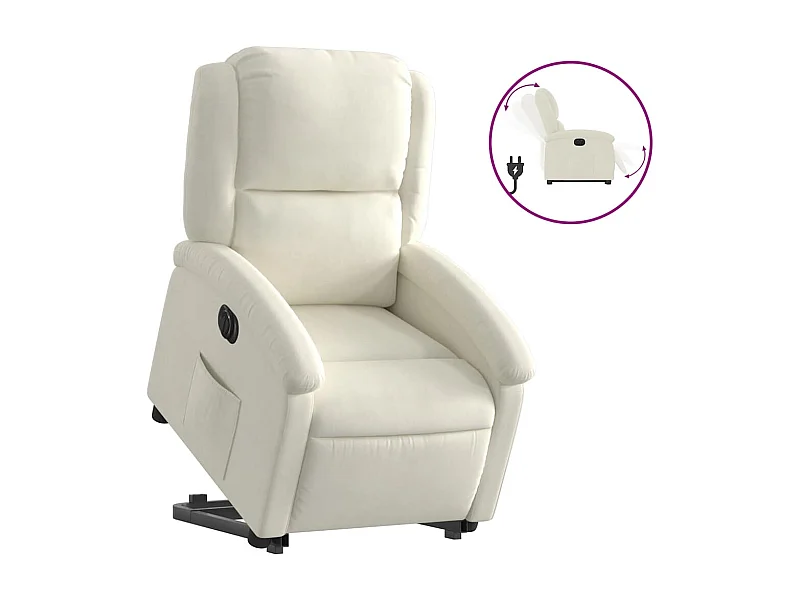 Silla de relax | Sillón eléctrico reclinable elevable de terciopelo crema SHL6334