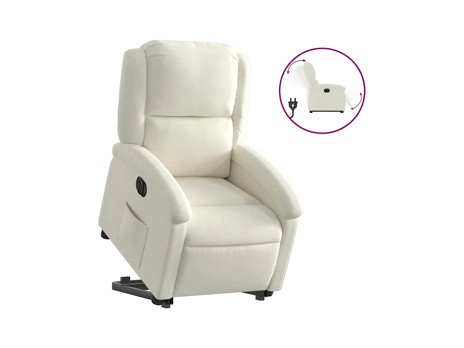 Silla de relax | Sillón eléctrico reclinable elevable de terciopelo crema SHL6334