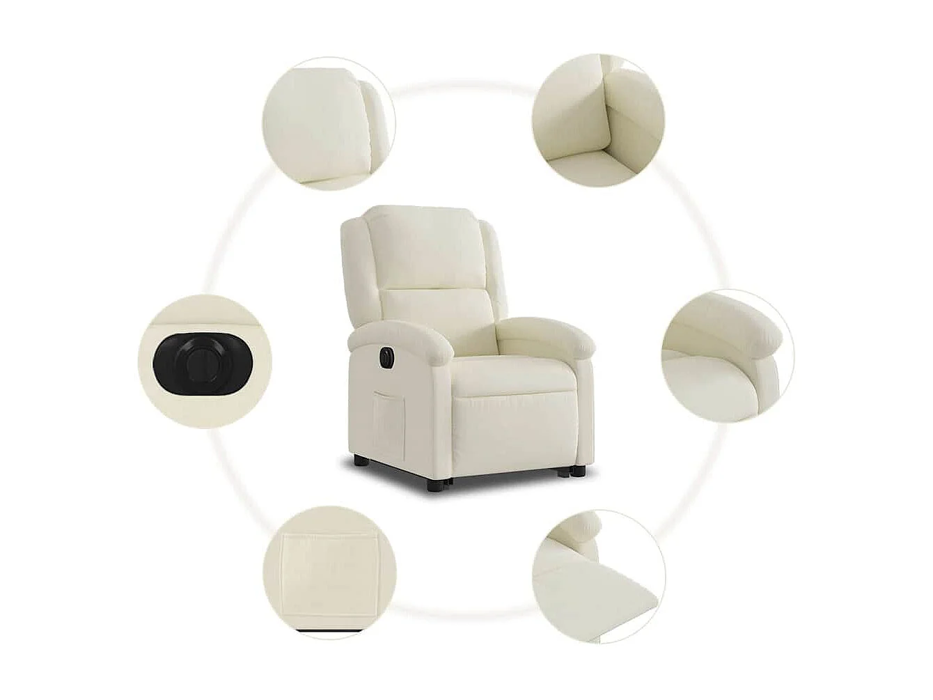 Silla de relax | Sillón eléctrico reclinable elevable de terciopelo crema SHL6334