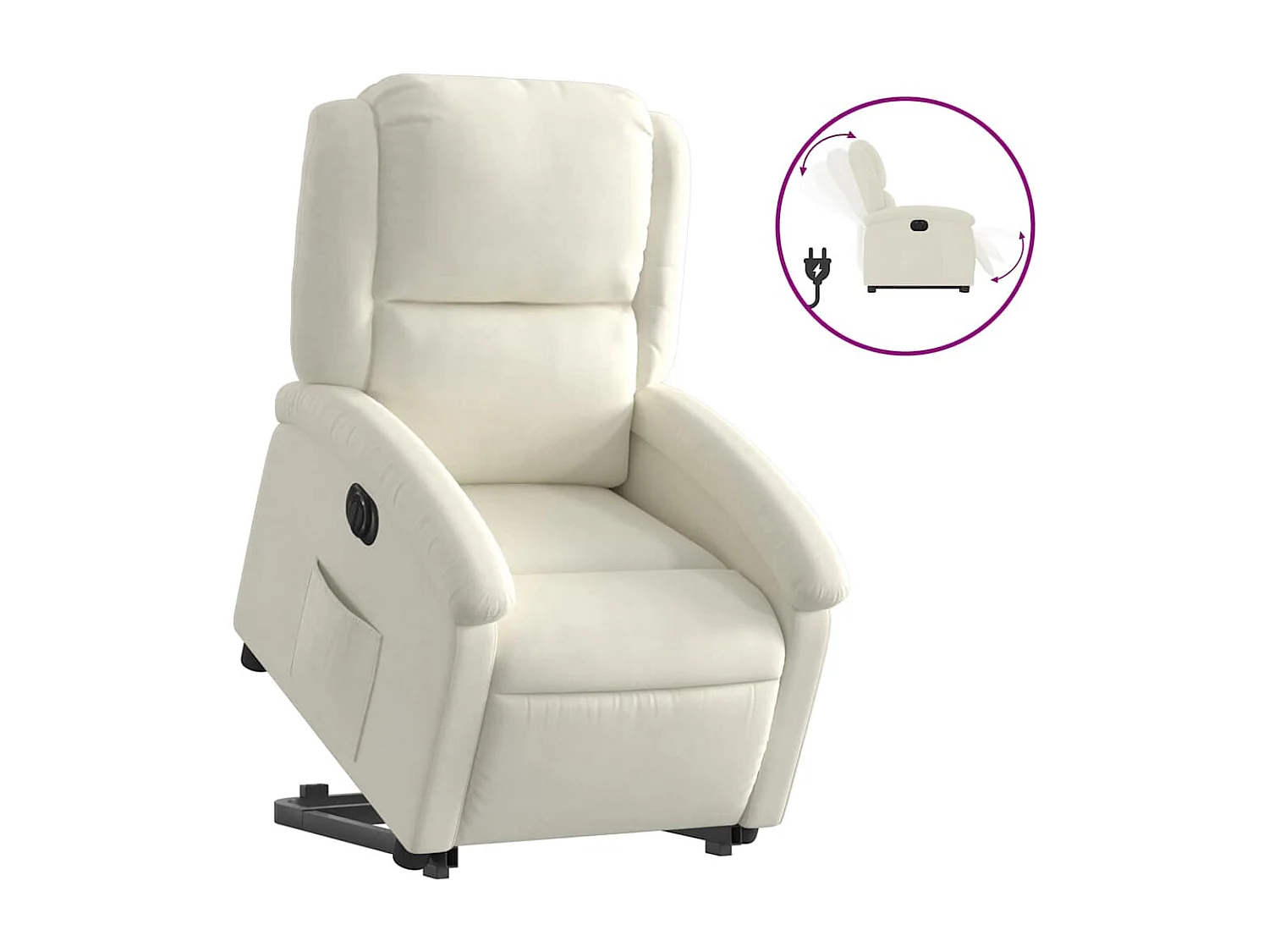 Fauteuil inclinable électrique-Chaise de relax-Fauteuil salon crème velours SHL1675