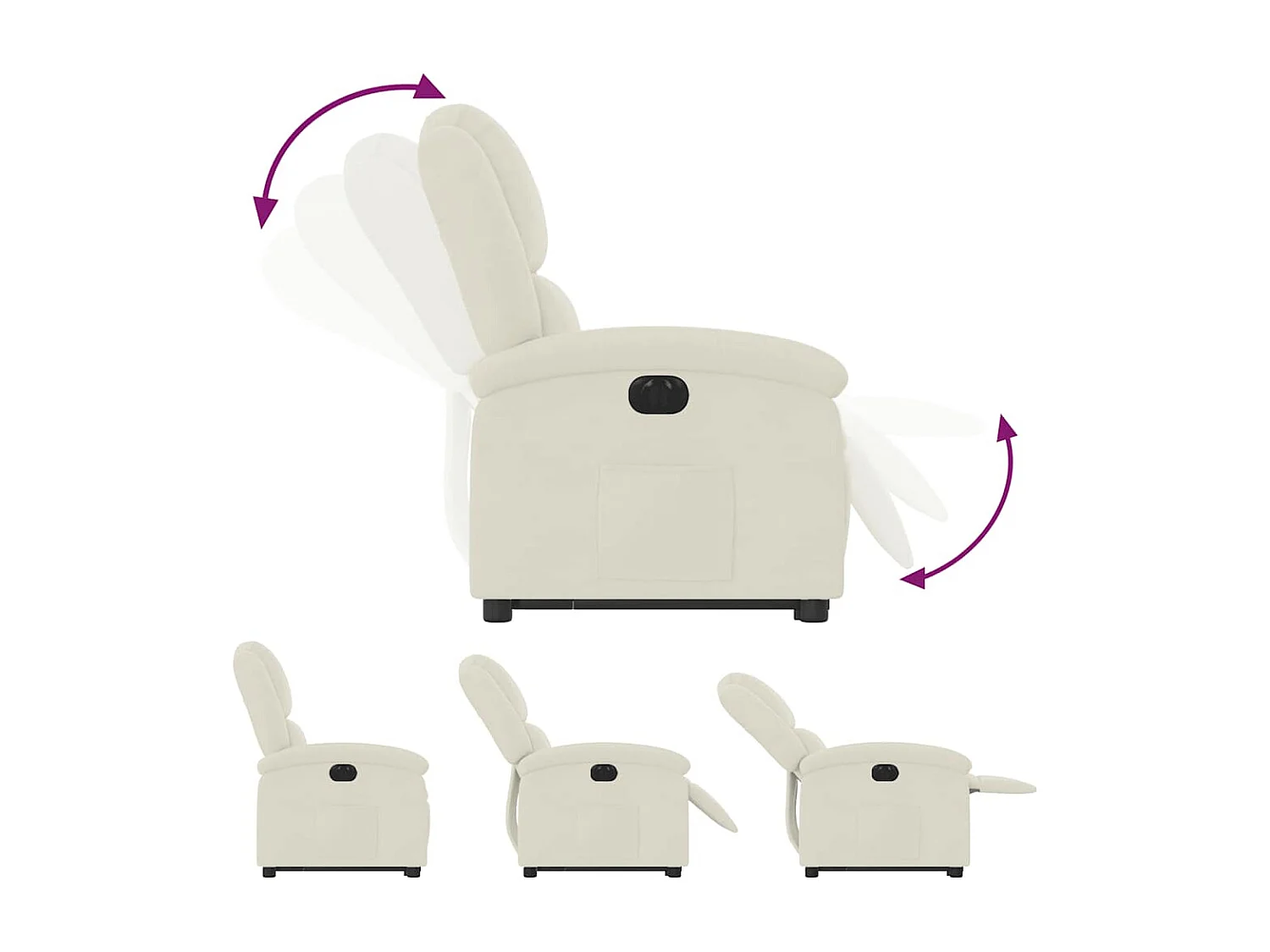 Fauteuil inclinable électrique-Chaise de relax-Fauteuil salon crème velours SHL1675