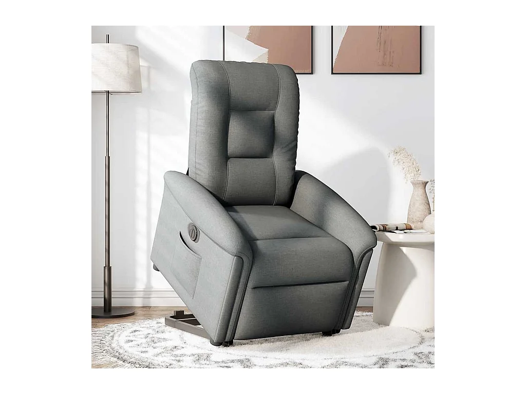 Silla de relax | Sillón eléctrico reclinable elevable de tela gris claro SHL4222