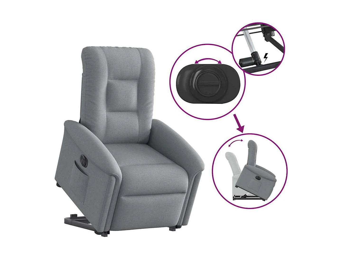 Fauteuil inclinable électrique-Chaise de relax-Fauteuil TV gris clair tissu SHL3672