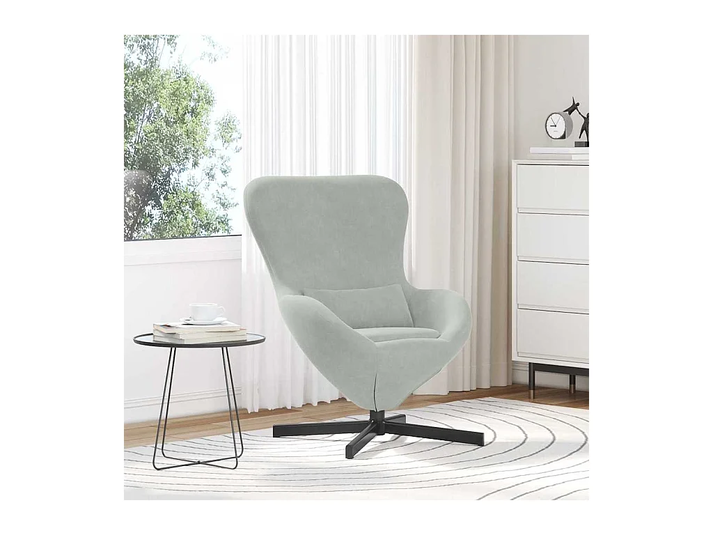 Sillón de relax | Sillón huevo Gris Claro 63x73x90 cm Terciopelo SHL8721