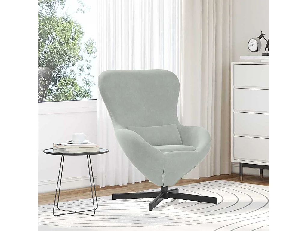 Poltrona Salotto | Sedia | Poltrona uovo Grigio chiaro 63x73x90cm Velluto SHL6406