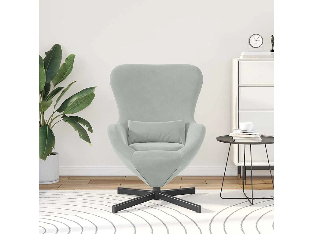 Poltrona Salotto | Sedia | Poltrona uovo Grigio chiaro 63x73x90cm Velluto SHL6406