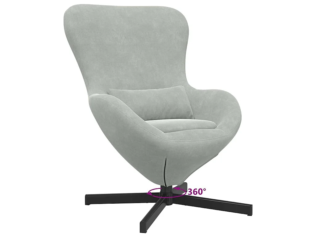 Poltrona Salotto | Sedia | Poltrona uovo Grigio chiaro 63x73x90cm Velluto SHL6406