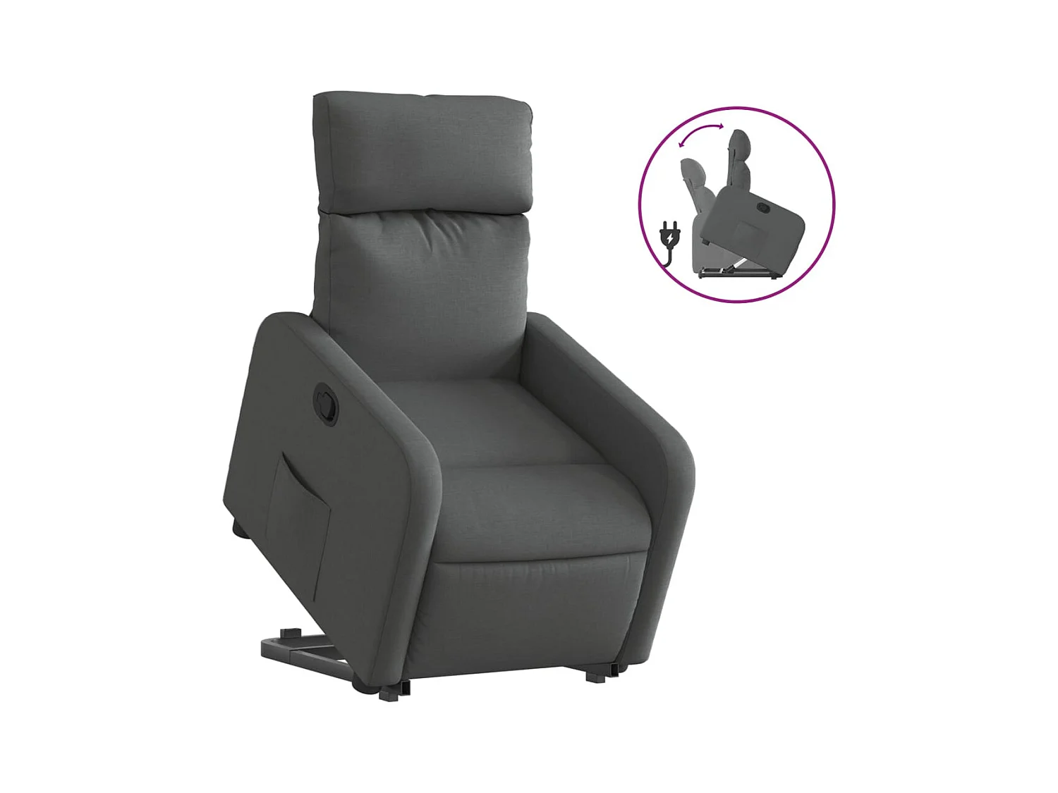 Sillón de relax | Silla | Sillón reclinable elevable de tela gris oscuro SHL2394