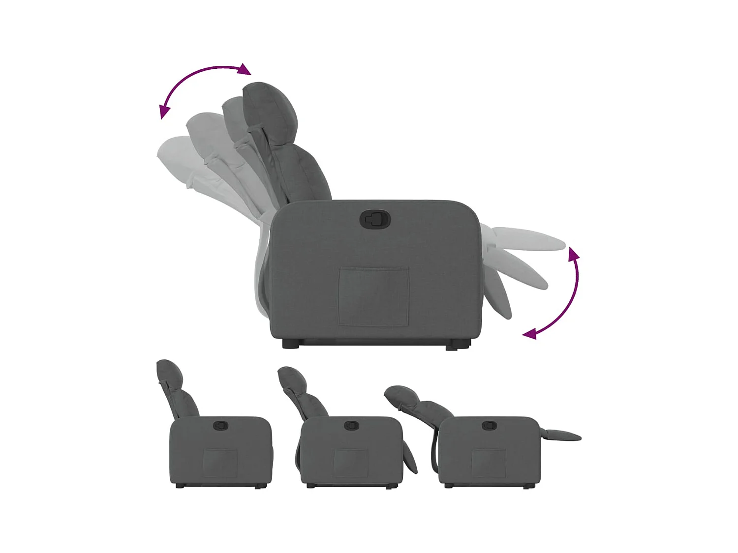 Sillón de relax | Silla | Sillón reclinable elevable de tela gris oscuro SHL2394