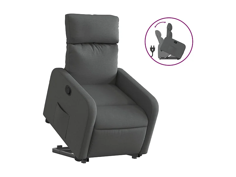 Fauteuil inclinable-Chaise de relax-Fauteuil TV Gris foncé Tissu SHL4593