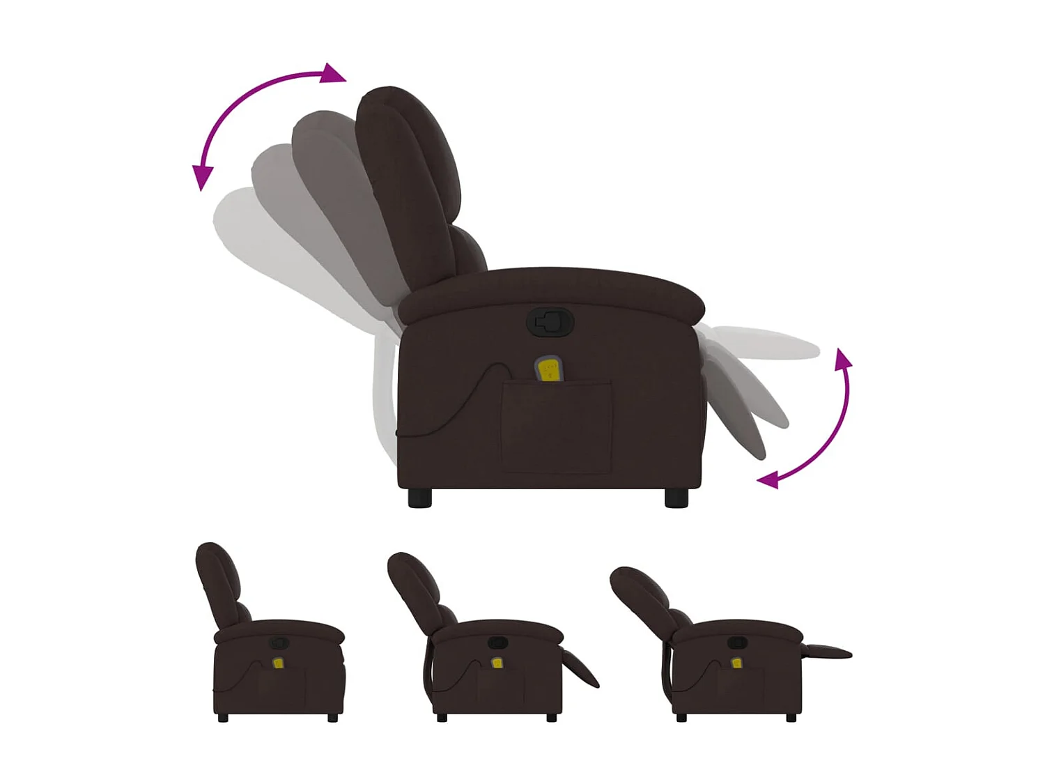 Sillón de salón | Silla | Sillón de masaje reclinable de tela marrón oscuro SHL6666