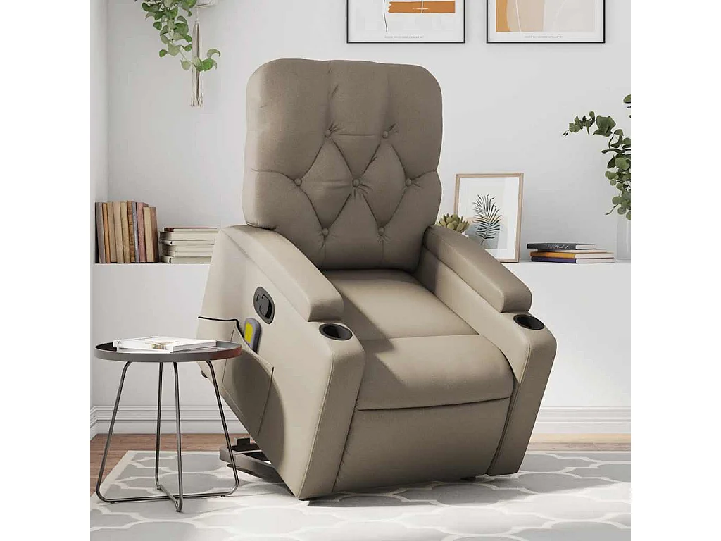 Fauteuil inclinable-Chaise de relax-Fauteuil de Massage Cappuccino Similicuir SHL4626