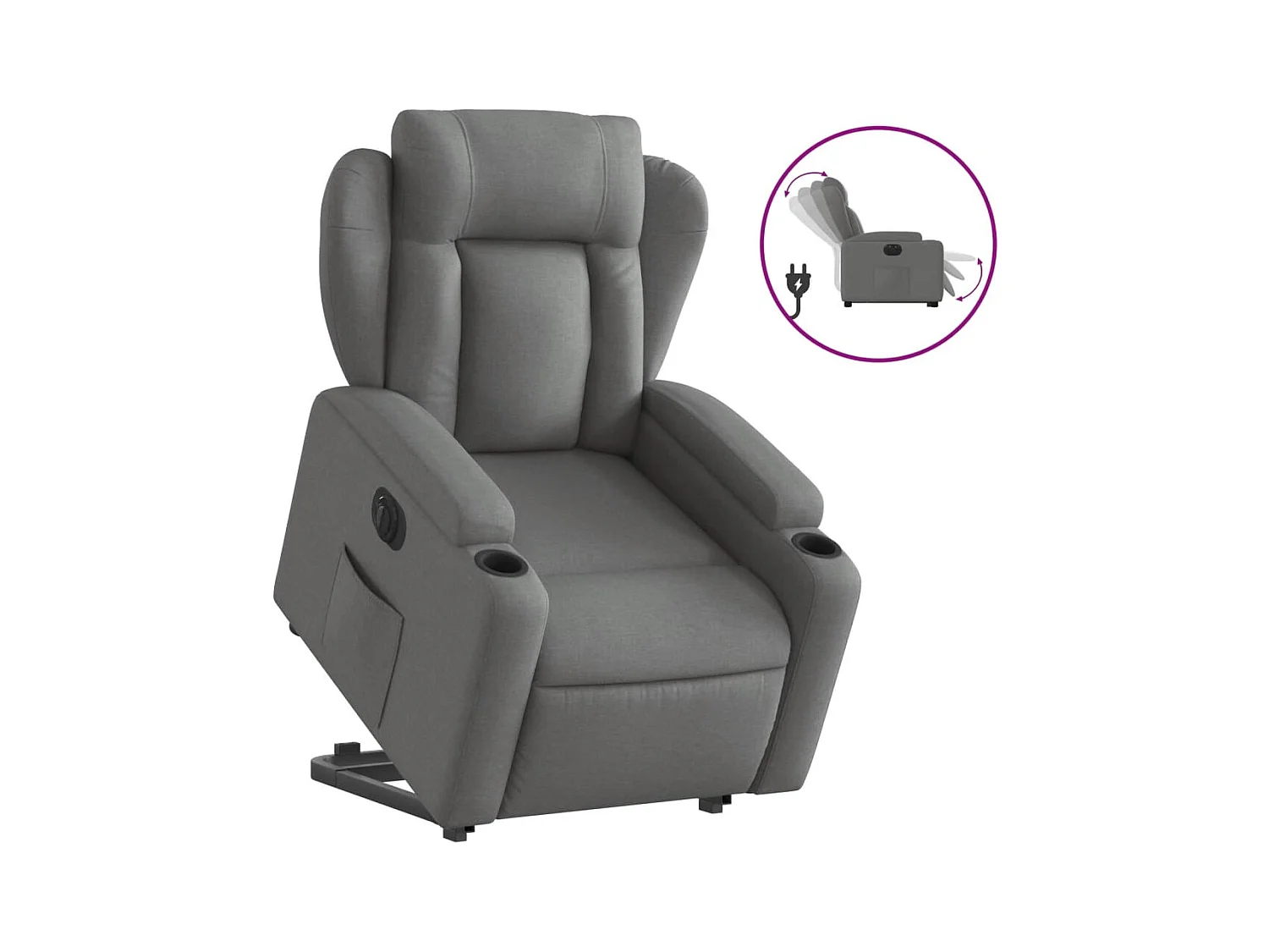 Fauteuil inclinable électrique-Chaise de relax-Fauteuil salon gris foncé tissu SHL4797
