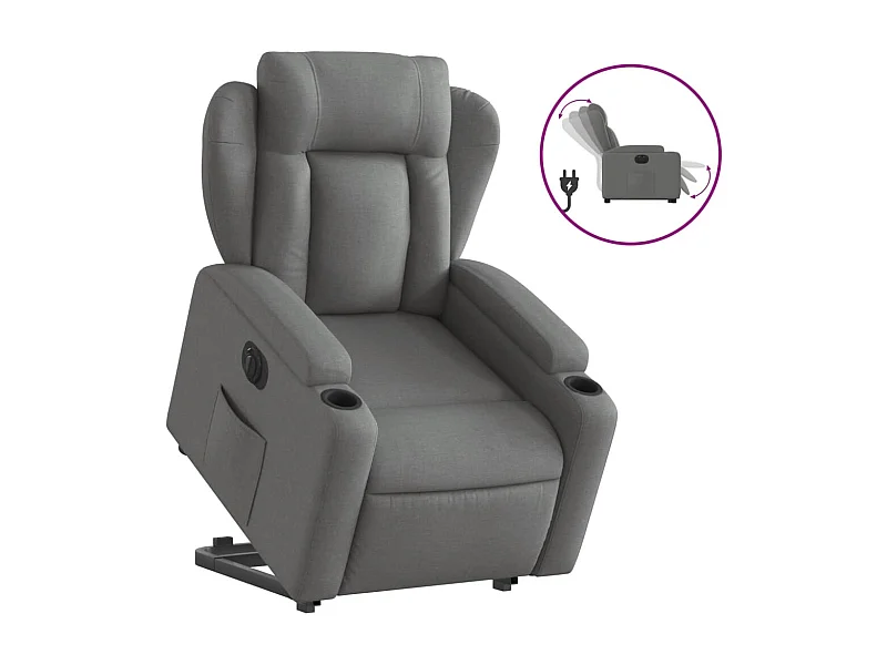 Relaxsessel mit Aufstehhilfe Elektrisch | Lounge Sessel indoor Dunkelgrau Stoff SHL86830