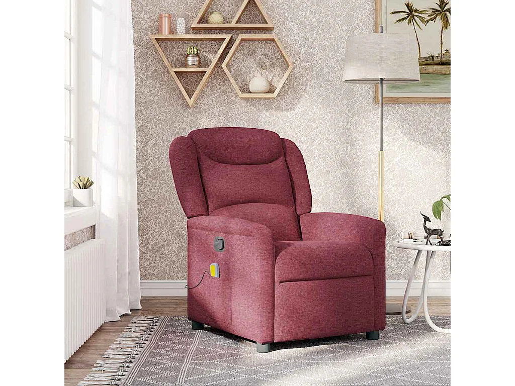 Fauteuil inclinable-Chaise de relax-Fauteuil de Massage Rouge bordeaux Tissu SHL2687